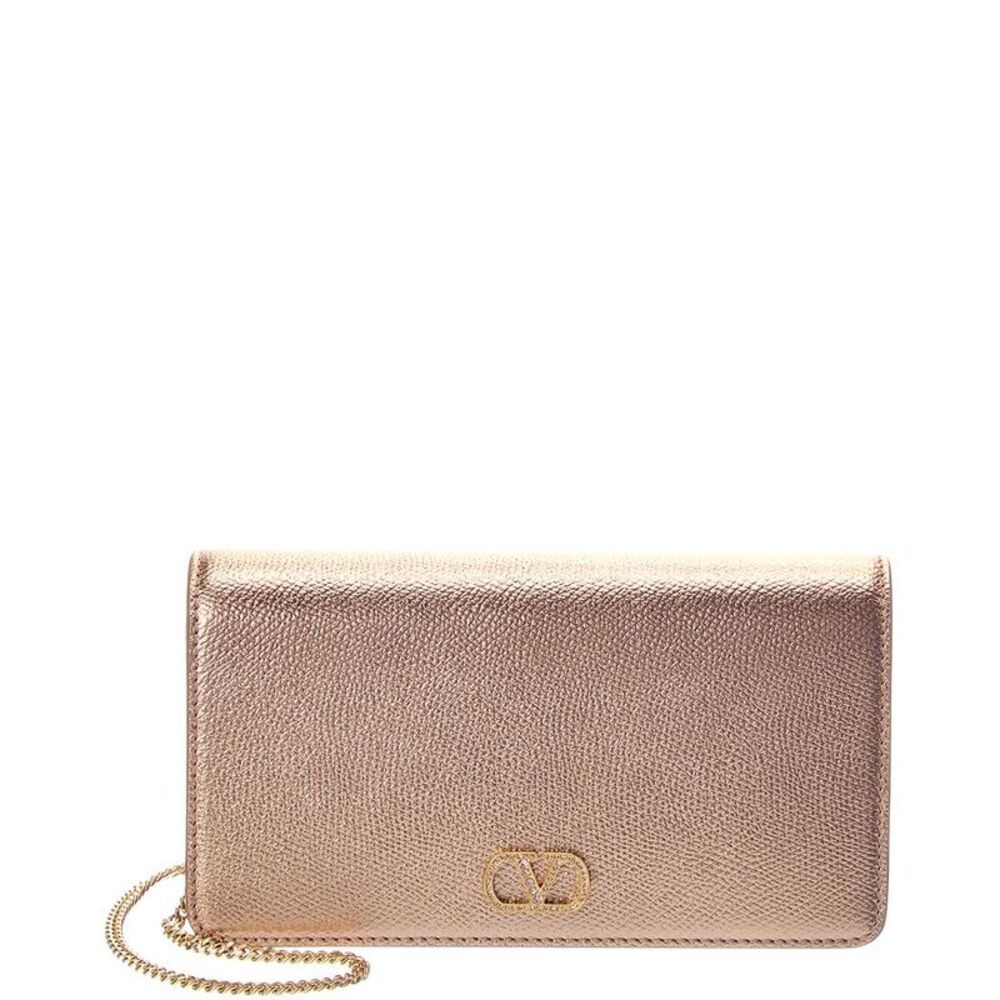 Valentino Vlogo Signature Mini Leather Wallet On Chain